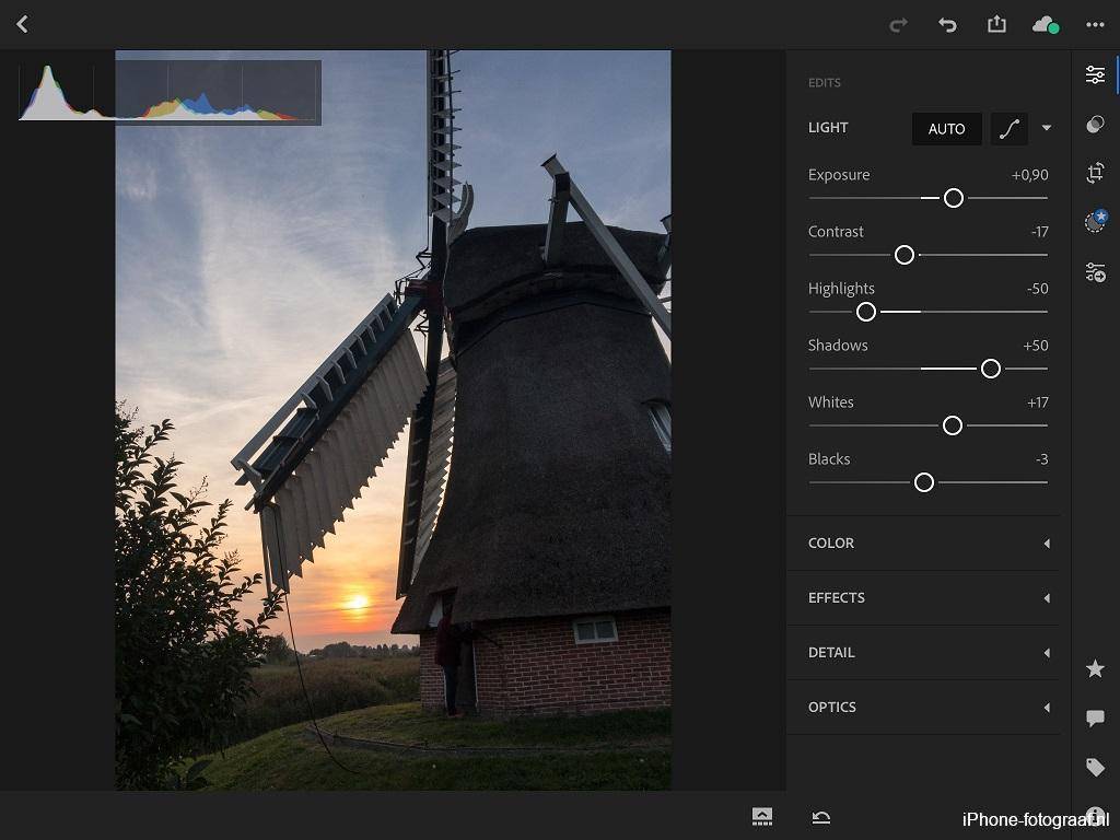 iPhone raw foto bewerkt in Lightroom