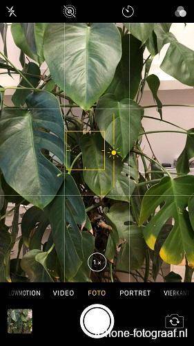 De iphone camera-app AE/AF-vergrendeling 