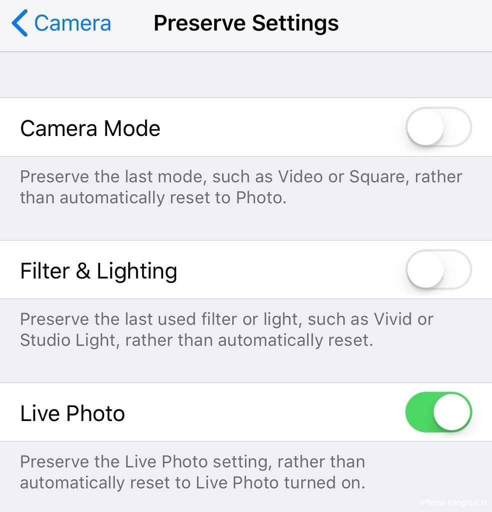 Camera modes