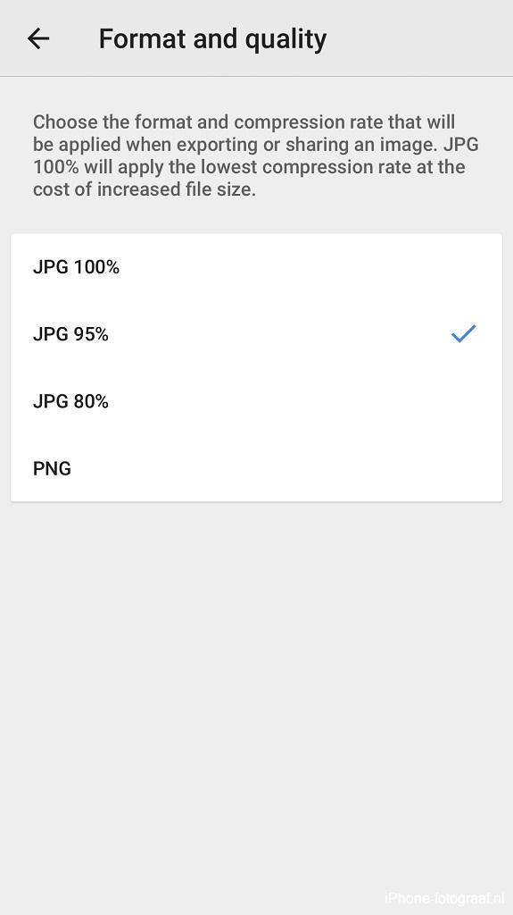 Does Snapseed reduce image quality. Snapseed export quality