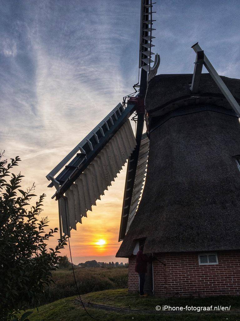 Sunset iPhone photo of a windmill