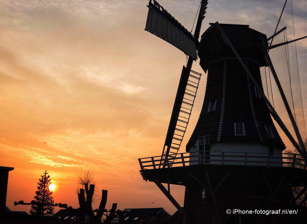 silhouette of a windmill