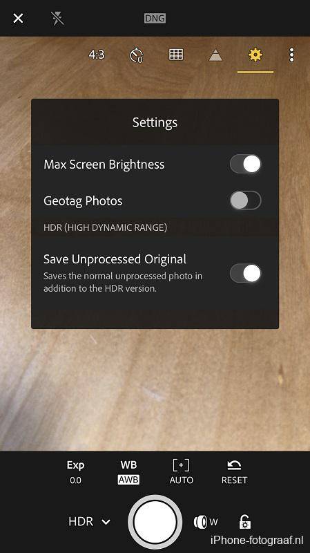 hdr modus Lightroom for Mobile