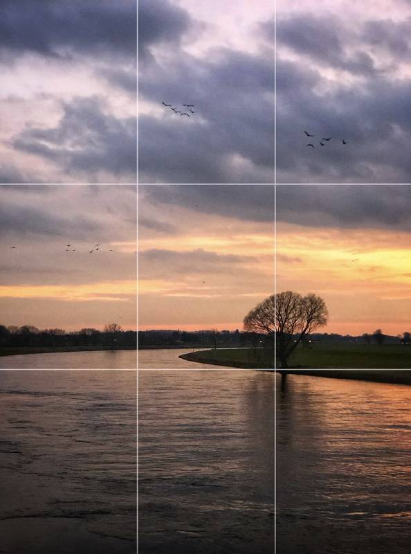 Een raster tonen in de zonsondergang app iPhone Camera