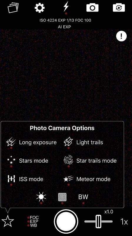 Aplicación de cámara para iPhone NightCap para fotografiar estrellas