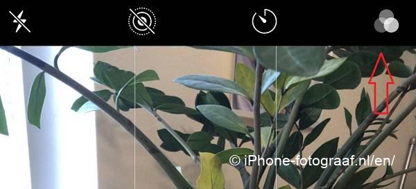 El icono de filtro de la app de la cámara del iPhone